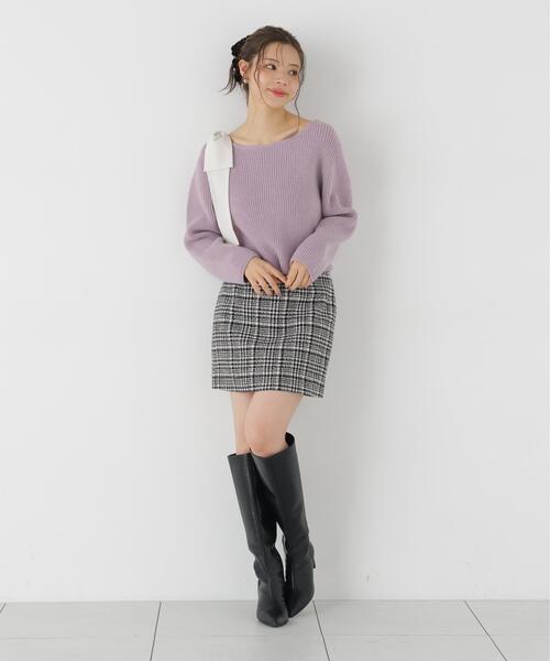 PROPORTION BODY DRESSING(プロポーションボディドレッシング)の「台形ミニスカート / 1216220101(スカート・レディース・ダークグレー/ブラック系その他/ホワイト系その他・SMALL/MEDIUM)」の2枚目の写真