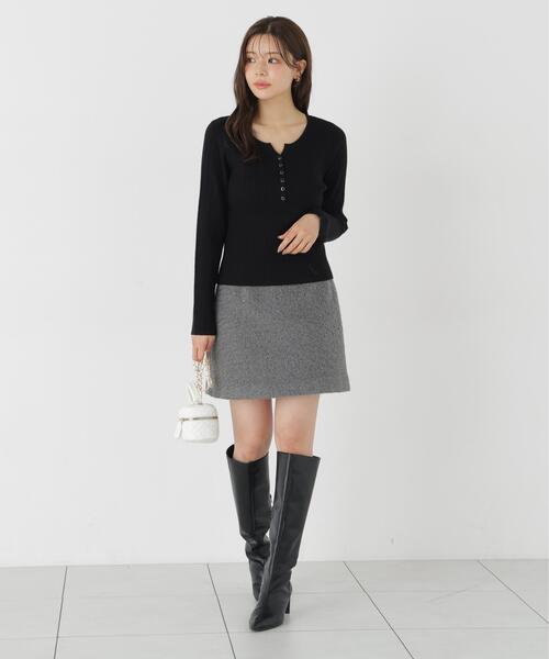 PROPORTION BODY DRESSING(プロポーションボディドレッシング)の「台形ミニスカート / 1216220101(スカート・レディース・ダークグレー/ブラック系その他/ホワイト系その他・SMALL/MEDIUM)」の3枚目の写真
