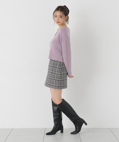 PROPORTION BODY DRESSING(プロポーションボディドレッシング)の「台形ミニスカート / 1216220101(スカート・レディース・ダークグレー/ブラック系その他/ホワイト系その他・SMALL/MEDIUM)」の4枚目の写真
