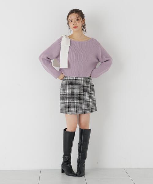 PROPORTION BODY DRESSING(プロポーションボディドレッシング)の「台形ミニスカート / 1216220101(スカート・レディース・ダークグレー/ブラック系その他/ホワイト系その他・SMALL/MEDIUM)」の5枚目の写真
