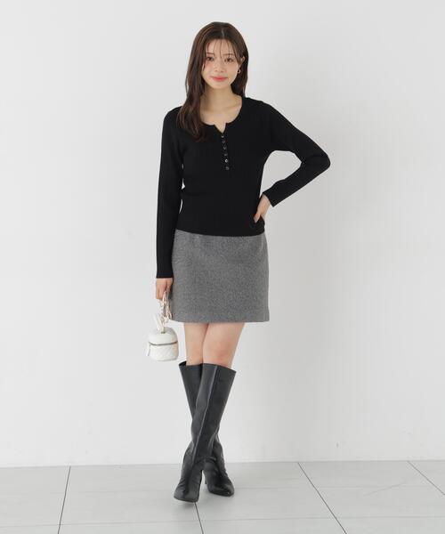 PROPORTION BODY DRESSING(プロポーションボディドレッシング)の「台形ミニスカート / 1216220101(スカート・レディース・ダークグレー/ブラック系その他/ホワイト系その他・SMALL/MEDIUM)」の8枚目の写真