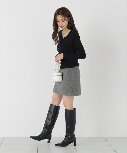 PROPORTION BODY DRESSING(プロポーションボディドレッシング)の「台形ミニスカート / 1216220101(スカート・レディース・ダークグレー/ブラック系その他/ホワイト系その他・SMALL/MEDIUM)」の9枚目の写真
