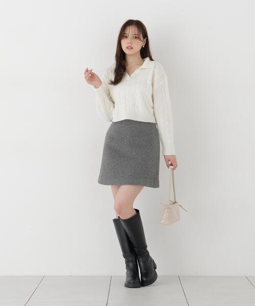 PROPORTION BODY DRESSING(プロポーションボディドレッシング)の「台形ミニスカート / 1216220101(スカート・レディース・ダークグレー/ブラック系その他/ホワイト系その他・SMALL/MEDIUM)」の11枚目の写真