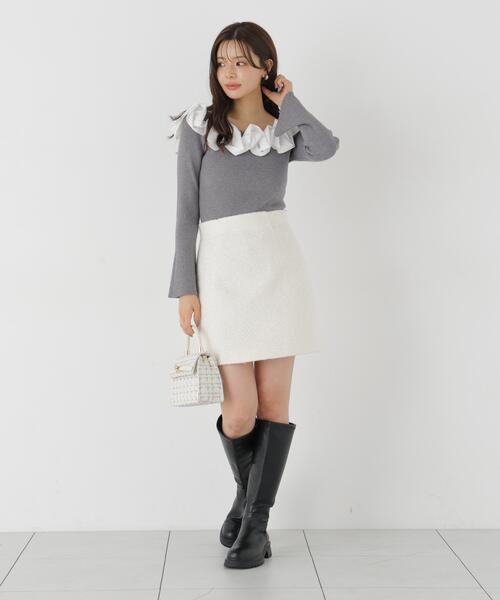 PROPORTION BODY DRESSING(プロポーションボディドレッシング)の「台形ミニスカート / 1216220101(スカート・レディース・ダークグレー/ブラック系その他/ホワイト系その他・SMALL/MEDIUM)」の14枚目の写真