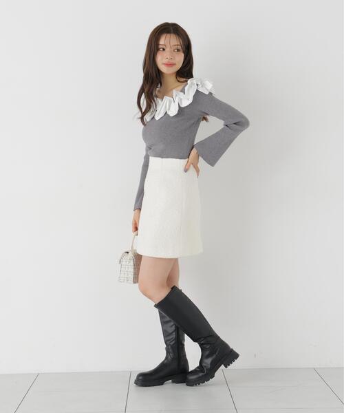 PROPORTION BODY DRESSING(プロポーションボディドレッシング)の「台形ミニスカート / 1216220101(スカート・レディース・ダークグレー/ブラック系その他/ホワイト系その他・SMALL/MEDIUM)」の15枚目の写真