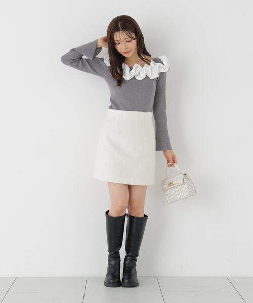 PROPORTION BODY DRESSING(プロポーションボディドレッシング)の「台形ミニスカート / 1216220101(スカート・レディース・ダークグレー/ブラック系その他/ホワイト系その他・SMALL/MEDIUM)」の16枚目の写真