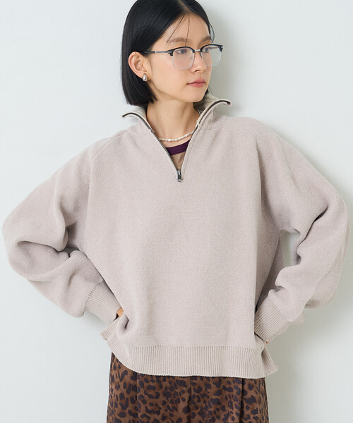 FREAK'S STORE（フリークスストア）の「ハーフジップモールニット（ニット/セーター・レディース・ブラック/ワイン/ナチュラル・ﾌﾘ-）」の2枚目の写真