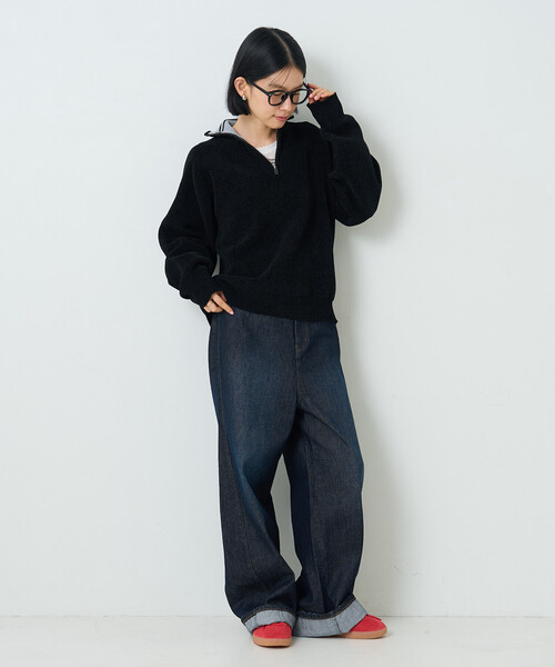 FREAK'S STORE（フリークスストア）の「ハーフジップモールニット（ニット/セーター・レディース・ブラック/ワイン/ナチュラル・ﾌﾘ-）」の8枚目の写真