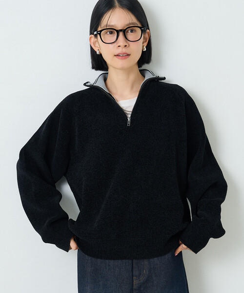 FREAK'S STORE（フリークスストア）の「ハーフジップモールニット（ニット/セーター・レディース・ブラック/ワイン/ナチュラル・ﾌﾘ-）」の11枚目の写真