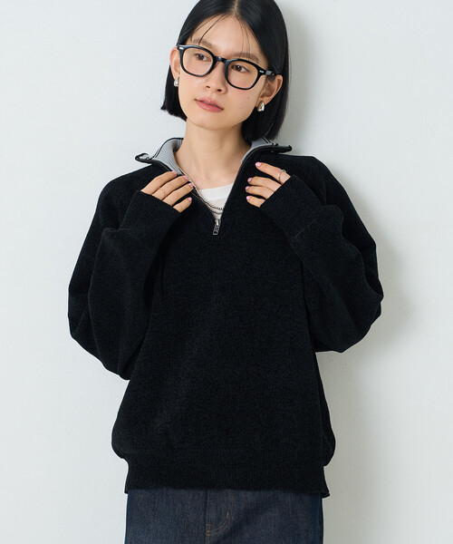 FREAK'S STORE（フリークスストア）の「ハーフジップモールニット（ニット/セーター・レディース・ブラック/ワイン/ナチュラル・ﾌﾘ-）」の14枚目の写真