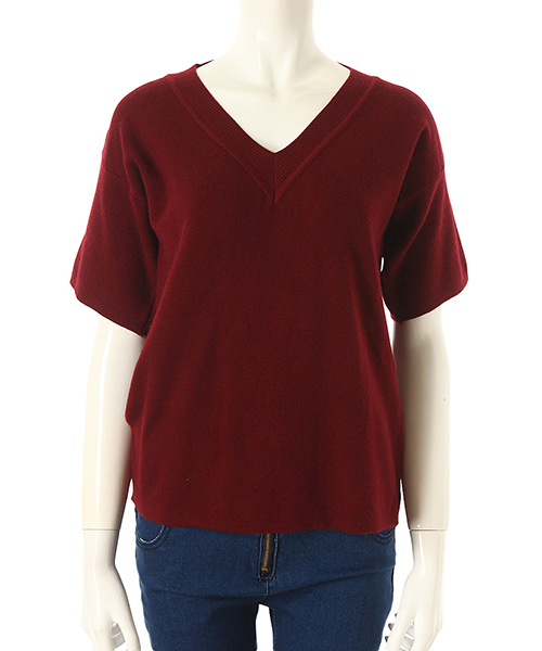 fifth（フィフス）の「Vネック半袖トップス（Tシャツ/カットソー・レディース・グレー/ピンク/ホワイト/ブラック/テラコッタ/チャコールグレー/ネイビー/ベージュ/カーキ/ライトベージュ・MEDIUM/SMALL）」の17枚目の写真