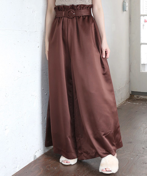 one after another NICE CLAUP（ワンアフターアナザーナイスクラップ）の「太ベルトワイドパンツ（その他パンツ・レディース・ブラック/ピンクベージュ/ワンウォッシュ/ホワイト/ブラウン・FREE）」の3枚目の写真