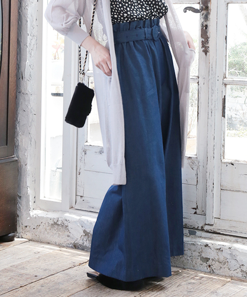 one after another NICE CLAUP（ワンアフターアナザーナイスクラップ）の「太ベルトワイドパンツ（その他パンツ・レディース・ブラック/ピンクベージュ/ワンウォッシュ/ホワイト/ブラウン・FREE）」の4枚目の写真