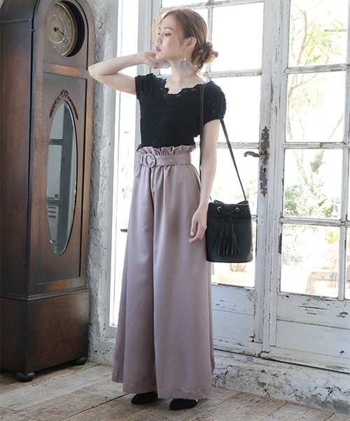 one after another NICE CLAUP（ワンアフターアナザーナイスクラップ）の「太ベルトワイドパンツ（その他パンツ・レディース・ブラック/ピンクベージュ/ワンウォッシュ/ホワイト/ブラウン・FREE）」の7枚目の写真