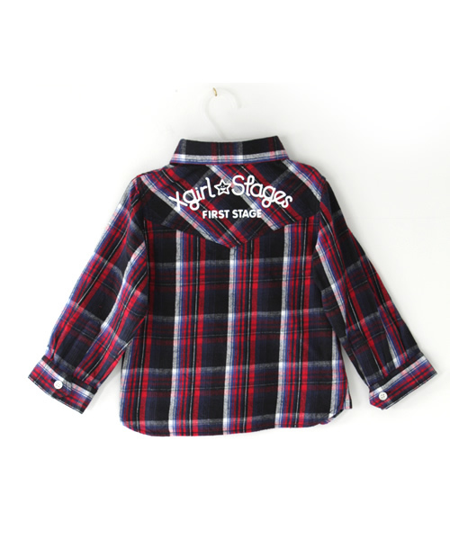 X-girl Stages（エックスガールステージス）の「PLAID FLANNEL SHIRT（シャツ/ブラウス・キッズ・ブルー/レッド・4T/5T/6T）」の3枚目の写真