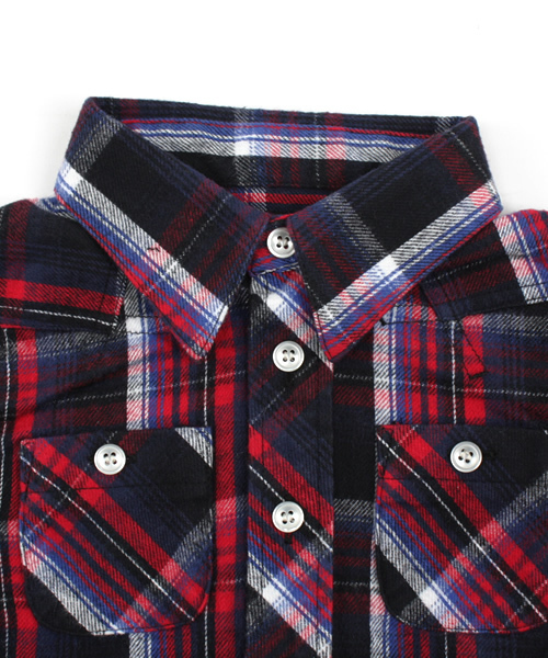 X-girl Stages（エックスガールステージス）の「PLAID FLANNEL SHIRT（シャツ/ブラウス・キッズ・ブルー/レッド・4T/5T/6T）」の4枚目の写真