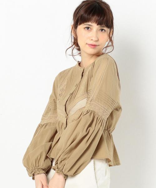 Another Edition（アナザーエディション）の「レーステープブラウス/ AEMFC  LACE TAPE BLUS（シャツ/ブラウス・レディース・オフホワイト/ブラック/ベージュ・FREE）」の3枚目の写真