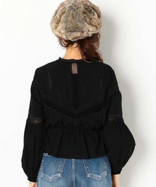 Another Edition（アナザーエディション）の「レーステープブラウス/ AEMFC  LACE TAPE BLUS（シャツ/ブラウス・レディース・オフホワイト/ブラック/ベージュ・FREE）」の5枚目の写真