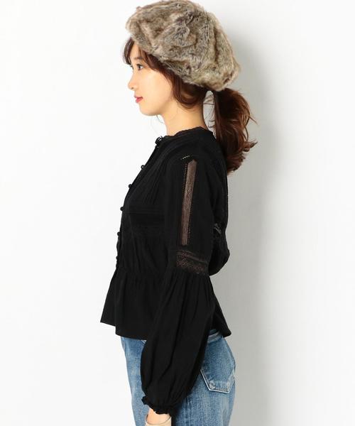 Another Edition（アナザーエディション）の「レーステープブラウス/ AEMFC  LACE TAPE BLUS（シャツ/ブラウス・レディース・オフホワイト/ブラック/ベージュ・FREE）」の7枚目の写真