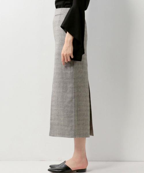 JANE SMITH リネン ロング タイト スカート 38 ブラウン ジェーンスミス KL4PALQS97 JANE SMITH ジェーンスミス 23SS ウールストライプタイトスカート