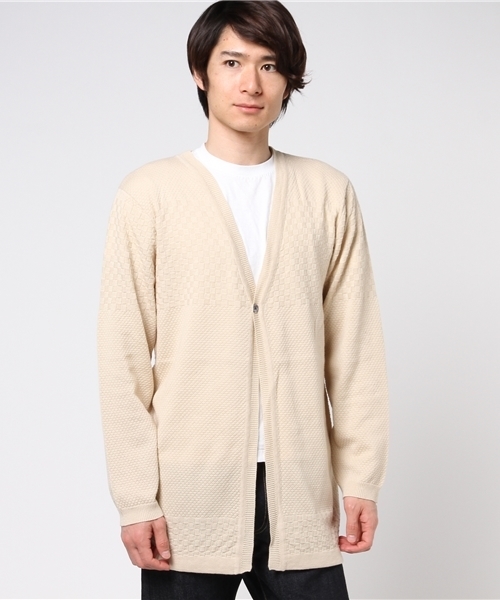 Blue Standard (ブルースタンダード)の「綿麻ロングカーディガン(カーディガン/ボレロ・メンズ・ベージュ/ネイビー・LARGE/MEDIUM)」の1枚目の写真