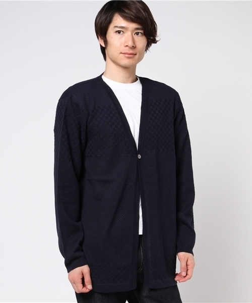 Blue Standard (ブルースタンダード)の「綿麻ロングカーディガン(カーディガン/ボレロ・メンズ・ベージュ/ネイビー・LARGE/MEDIUM)」の2枚目の写真