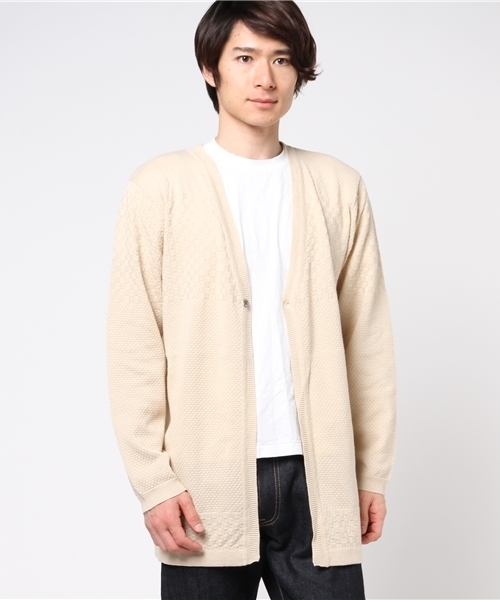 Blue Standard (ブルースタンダード)の「綿麻ロングカーディガン(カーディガン/ボレロ・メンズ・ベージュ/ネイビー・LARGE/MEDIUM)」の5枚目の写真