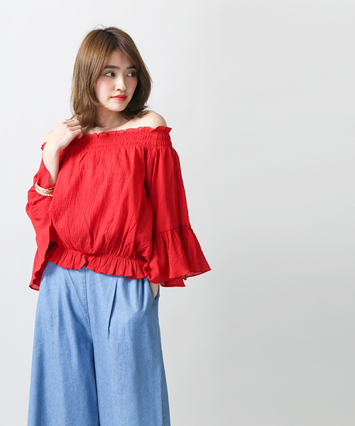 WEGO(ウィゴー)の「WEGO/フレアオフショルブラウス(シャツ/ブラウス・レディース・レッド/ホワイト/その他1/その他2/その他3/その他4・LARGE/MEDIUM)」の22枚目の写真