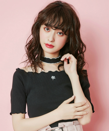 EATME | チョーカーローズ刺繍リブTOP(Tシャツ/カットソー)