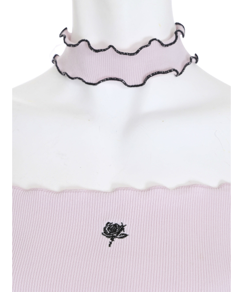 EATME(イートミー)の「チョーカーローズ刺繍リブTOP(Tシャツ/カットソー・レディース・ホワイト/ピンク/ブラック・FREE)」の11枚目の写真