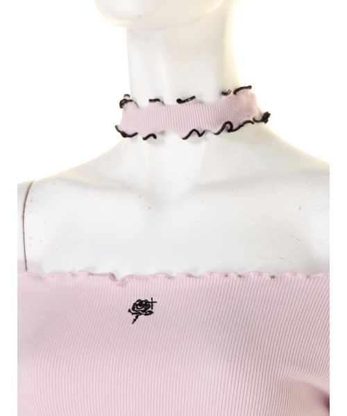 EATME(イートミー)の「チョーカーローズ刺繍リブTOP(Tシャツ/カットソー・レディース・ホワイト/ピンク/ブラック・FREE)」の13枚目の写真