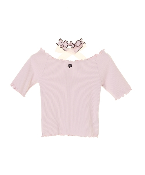 EATME(イートミー)の「チョーカーローズ刺繍リブTOP(Tシャツ/カットソー・レディース・ホワイト/ピンク/ブラック・FREE)」の19枚目の写真