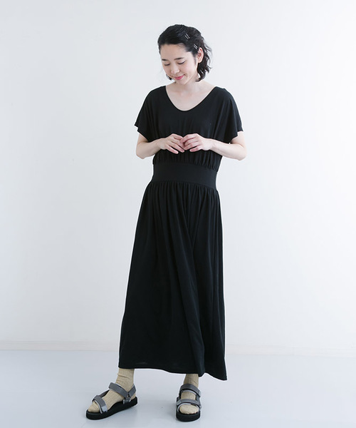 MERLOT（メルロー）の「ウエストマークドレープワンピース1069（ワンピース・レディース・モカ/レッド/カーキ/ブラック・FREE）」の2枚目の写真