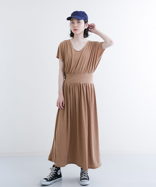 MERLOT（メルロー）の「ウエストマークドレープワンピース1069（ワンピース・レディース・モカ/レッド/カーキ/ブラック・FREE）」の3枚目の写真