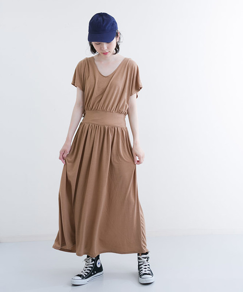 MERLOT（メルロー）の「ウエストマークドレープワンピース1069（ワンピース・レディース・モカ/レッド/カーキ/ブラック・FREE）」の12枚目の写真