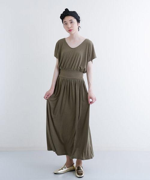 MERLOT（メルロー）の「ウエストマークドレープワンピース1069（ワンピース・レディース・モカ/レッド/カーキ/ブラック・FREE）」の13枚目の写真