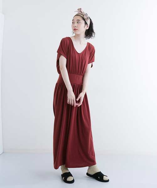 MERLOT（メルロー）の「ウエストマークドレープワンピース1069（ワンピース・レディース・モカ/レッド/カーキ/ブラック・FREE）」の7枚目の写真