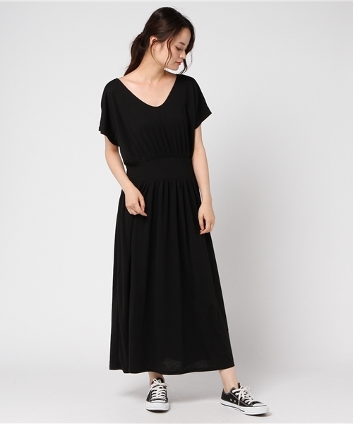 MERLOT（メルロー）の「ウエストマークドレープワンピース1069（ワンピース・レディース・モカ/レッド/カーキ/ブラック・FREE）」の8枚目の写真