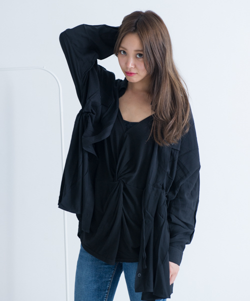 ROGER AND RAW(ロジャーアンドロウ)の「Roger&Raw / スピンドルBIGシャツ(シャツ/ブラウス・レディース・カーキ/ブラック/ホワイト・M)」の8枚目の写真