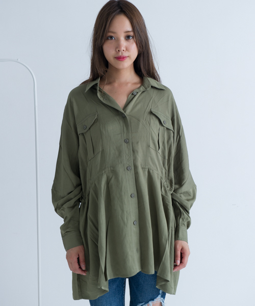 ROGER AND RAW(ロジャーアンドロウ)の「Roger&Raw / スピンドルBIGシャツ(シャツ/ブラウス・レディース・カーキ/ブラック/ホワイト・M)」の5枚目の写真