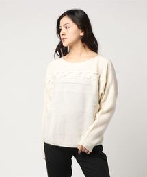 【WHITE+WARREN】HAND  WOVEN DETAIL PULLOVER