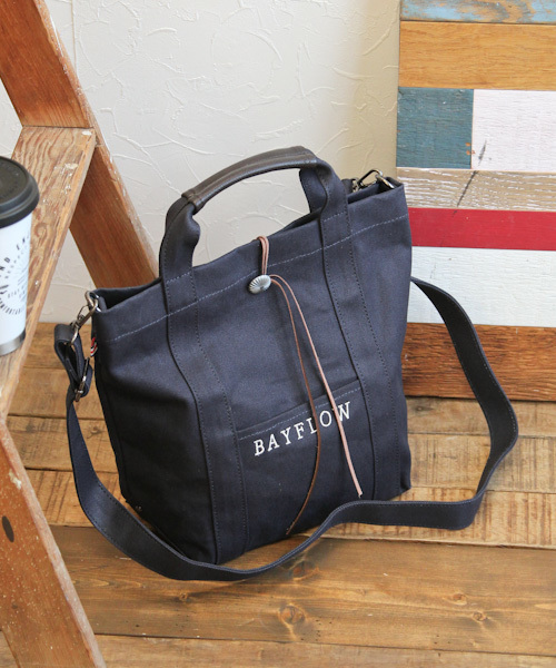 BAYFLOW（ベイフロー）の「BAYFLOW／2WAYコンチョロゴトート　18SS（トートバッグ・レディース・ネイビー/アイボリー/グレー・FREE）」の5枚目の写真