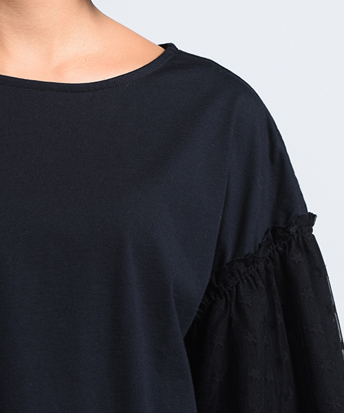 LIPSTAR（リップスター）の「星チュール使いフレアカットソー（Tシャツ/カットソー・レディース・オフホワイト/ブラック/レッド・M）」の13枚目の写真