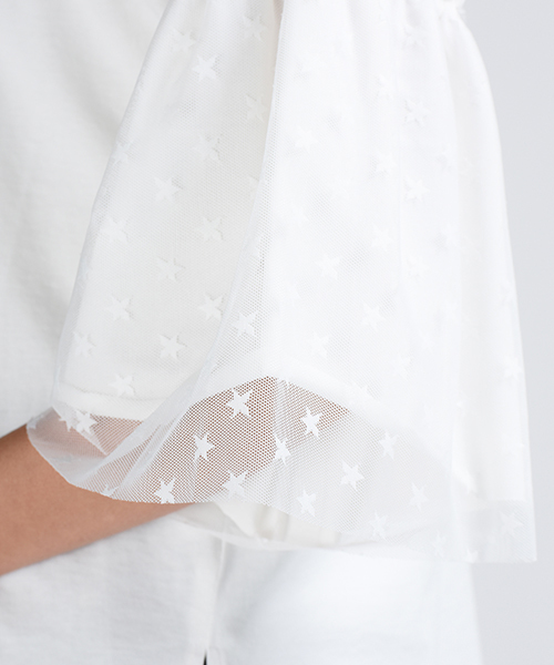 LIPSTAR（リップスター）の「星チュール使いフレアカットソー（Tシャツ/カットソー・レディース・オフホワイト/ブラック/レッド・M）」の10枚目の写真