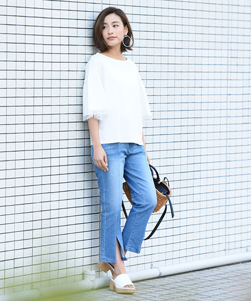 LIPSTAR（リップスター）の「星チュール使いフレアカットソー（Tシャツ/カットソー・レディース・オフホワイト/ブラック/レッド・M）」の19枚目の写真