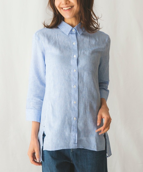 NARACAMICIE（ナラカミーチェ）の「イタリアン麻 ビッグシルエット シャツ（シャツ/ブラウス・レディース・ブルー/ピンク/ホワイト・MEDIUM/LARGE/SMALL）」の19枚目の写真