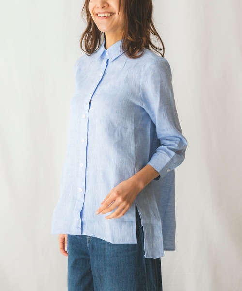 NARACAMICIE（ナラカミーチェ）の「イタリアン麻 ビッグシルエット シャツ（シャツ/ブラウス・レディース・ブルー/ピンク/ホワイト・MEDIUM/LARGE/SMALL）」の18枚目の写真