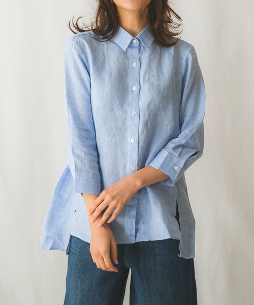 NARACAMICIE（ナラカミーチェ）の「イタリアン麻 ビッグシルエット シャツ（シャツ/ブラウス・レディース・ブルー/ピンク/ホワイト・MEDIUM/LARGE/SMALL）」の16枚目の写真