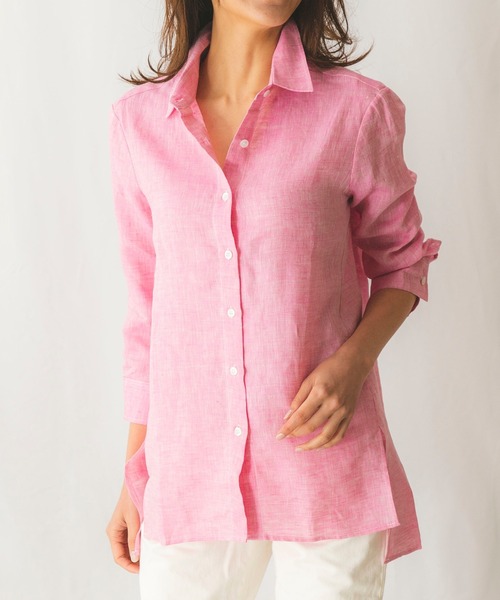 NARACAMICIE（ナラカミーチェ）の「イタリアン麻 ビッグシルエット シャツ（シャツ/ブラウス・レディース・ブルー/ピンク/ホワイト・MEDIUM/LARGE/SMALL）」の22枚目の写真