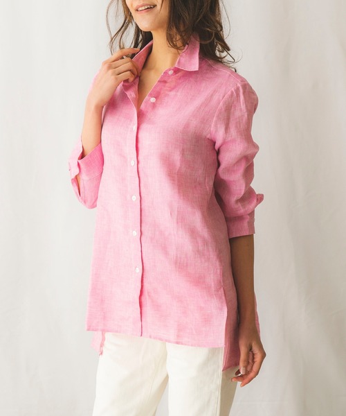 NARACAMICIE（ナラカミーチェ）の「イタリアン麻 ビッグシルエット シャツ（シャツ/ブラウス・レディース・ブルー/ピンク/ホワイト・MEDIUM/LARGE/SMALL）」の20枚目の写真